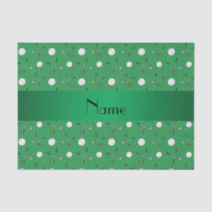 Personalized name green golf balls tissue paper