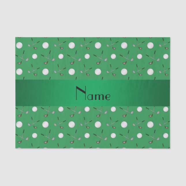 Personalized name green golf balls tissue paper (Front)