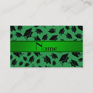 Personalized name green graduation cap calling card