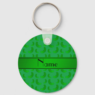 Personalized name green green pickles keychain