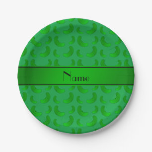 Personalized name green green pickles paper plate