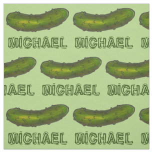 Personalized Name Green Kosher Dill Pickle Print Fabric