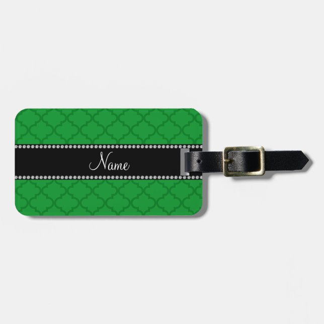 Personalized name Green moroccan Luggage Tag (Front Horizontal)