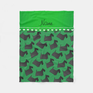 Personalized name green scottish terrier dogs fleece blanket