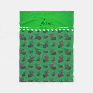 Personalized name green Skye Terrier dogs Fleece Blanket
