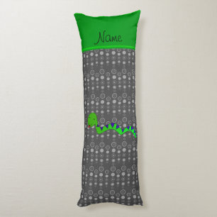 Personalized name green snake grey bubbles body pillow