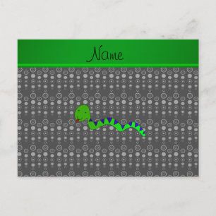 Personalized name green snake grey bubbles postcard