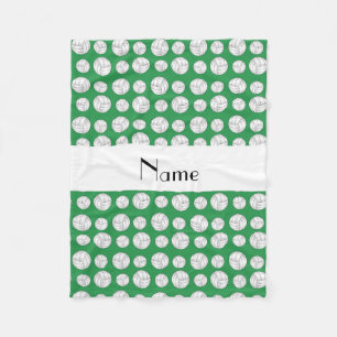 Personalized name green volleyball balls fleece blanket