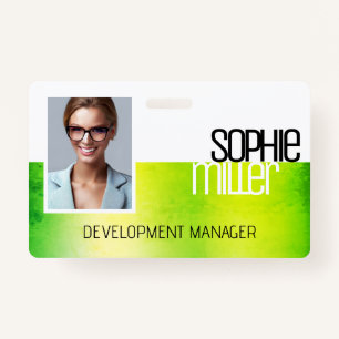 Personalized Name Green Watercolor Ombre Trendy Badge
