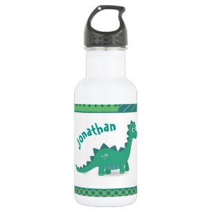 Personalized name grenn dinosaur water bottle