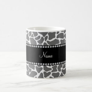 Personalized name grey giraffe pattern coffee mug