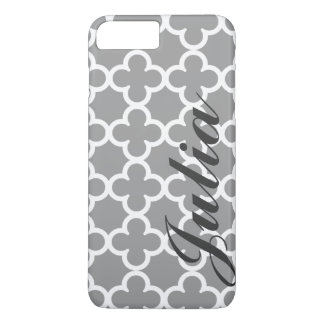 Personalized Name Grey Quatrefoil Pattern Case-Mate iPhone Case