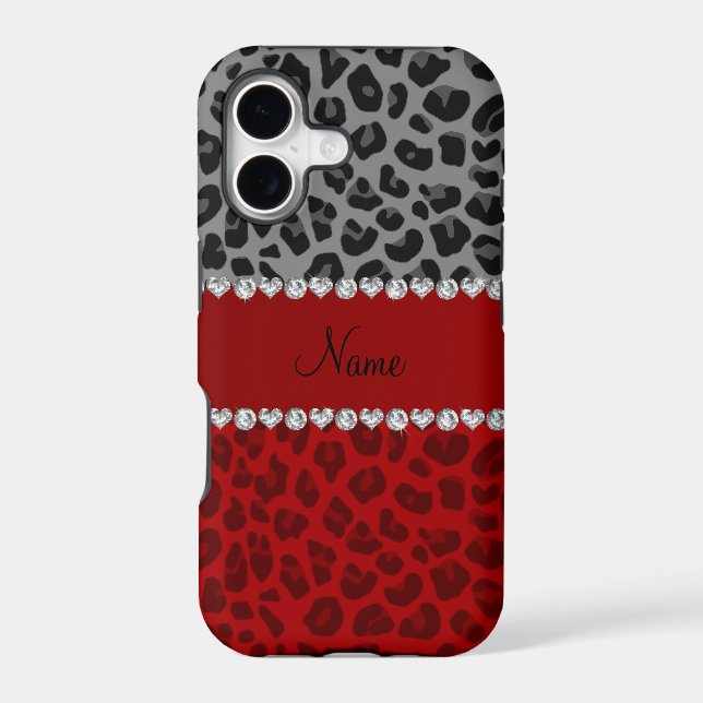 Personalized name grey red leopard pattern (Back)