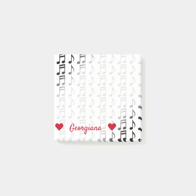 Personalized Name + Grid of Musical Notes Notes (Front)