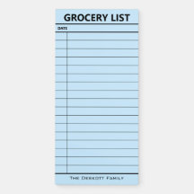 Personalized Name Grocery List Magnetic Notepad
