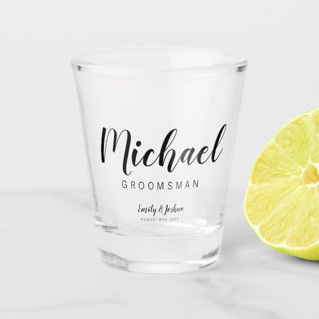Personalized Name GROOMSMAN Shot glass (Front)
