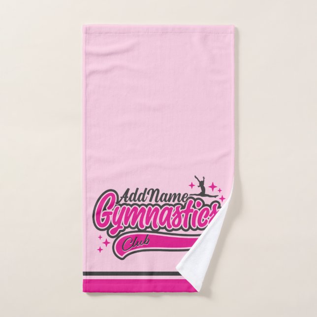 Personalized NAME Gymnast Split Leap Gymnastics Bath Towel Set (Hand Towel)