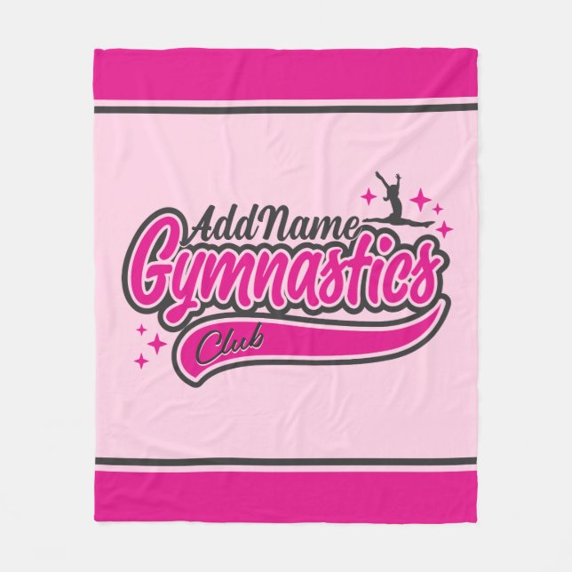 Personalized NAME Gymnast Split Leap Gymnastics Fleece Blanket (Front)