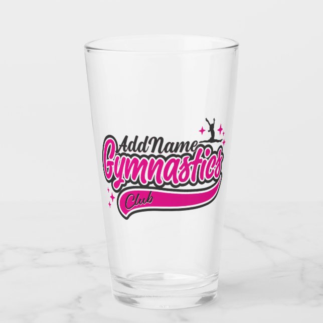 Personalized NAME Gymnast Split Leap Gymnastics  Glass (Front)