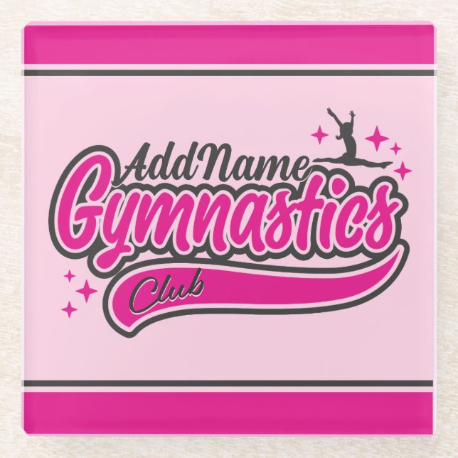 Personalized NAME Gymnast Split Leap Gymnastics Glass Coaster (Front)