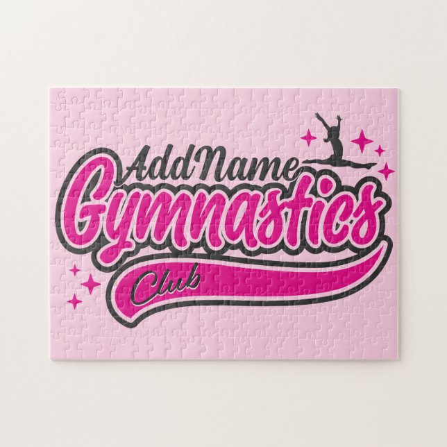 Personalized NAME Gymnast Split Leap Gymnastics Jigsaw Puzzle (Horizontal)