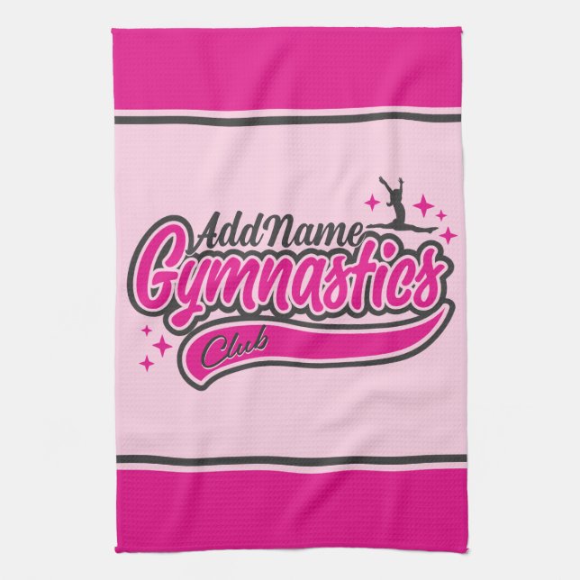 Personalized NAME Gymnast Split Leap Gymnastics  Kitchen Towel (Vertical)
