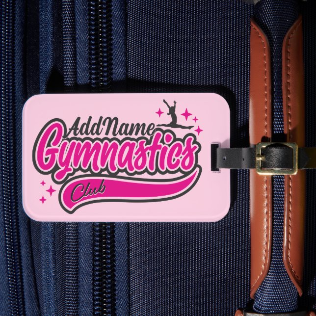 Personalized NAME Gymnast Split Leap Gymnastics Luggage Tag (Front Insitu 4)
