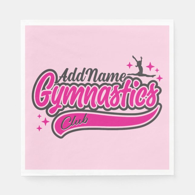 Personalized NAME Gymnast Split Leap Gymnastics  Napkin (Front)