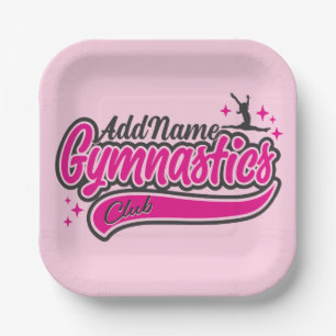 Personalized NAME Gymnast Split Leap Gymnastics  Paper Plate