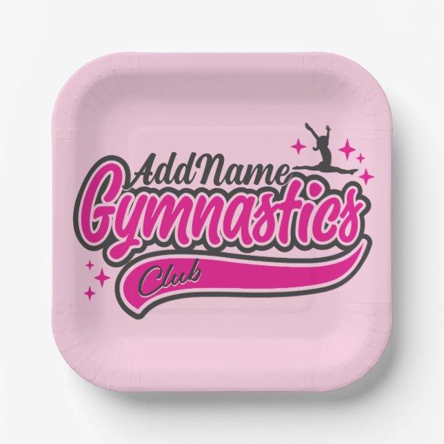 Personalized NAME Gymnast Split Leap Gymnastics  Paper Plate (Front)