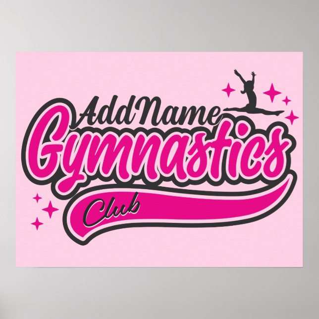 Personalized NAME Gymnast Split Leap Gymnastics Poster (Front)