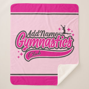 Personalized NAME Gymnast Split Leap Gymnastics Sherpa Blanket