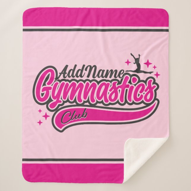 Personalized NAME Gymnast Split Leap Gymnastics Sherpa Blanket (Front)