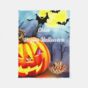Personalized name Halloween Fleece Blanket