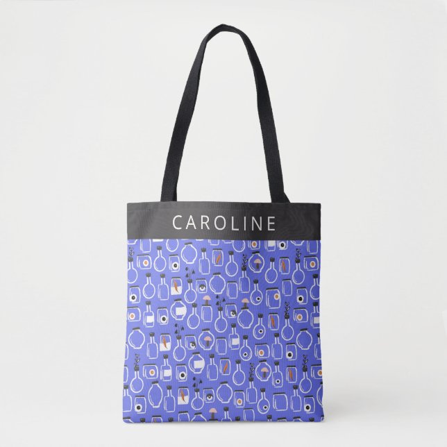 Personalized Name Halloween Purple Mad Scientist  Tote Bag (Front)