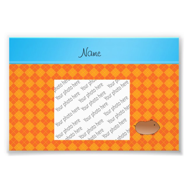 Personalized name hamster orange argyle photo print (Front)