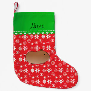 Personalized name hamster red white snowflakes small christmas stocking