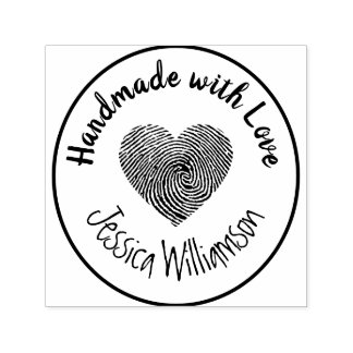 Personalized Name Handmade with Love Heart Self-inking Stamp