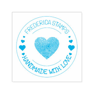 Personalized Name Handmade with Love Heart Self-inking Stamp