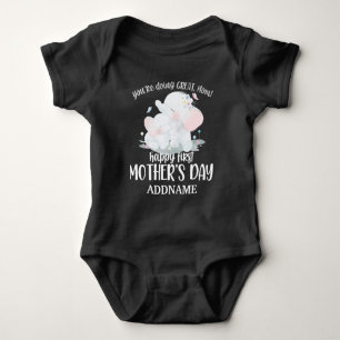 Personalized Name Happy 1st Mothers Day - Elephant Baby Bodysuit
