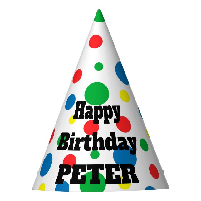 Personalized Name Happy Birthday Party Hat (Front)