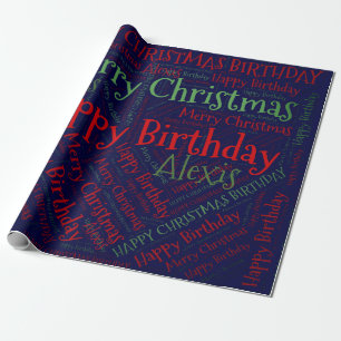 Personalized Name Happy Christmas Birthday Funny W Wrapping Paper