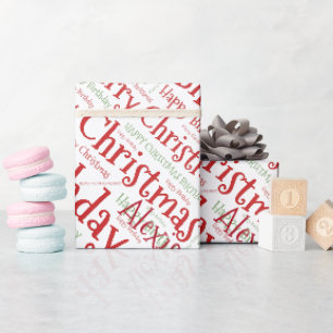 Personalized Name Happy Christmas Birthday Funny Wrapping Paper