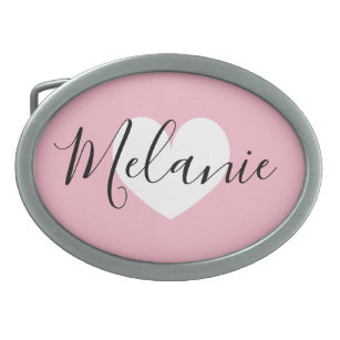 Personalized name heart belt buckle for women