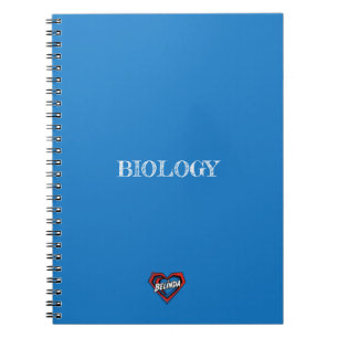 Personalized Name Heart Blue Biology Notebook