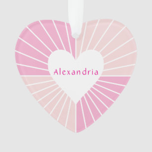 Personalized name heart blush pink ornament
