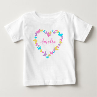 Personalized Name Heart of Butterflies  Baby T-Shirt