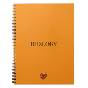 Personalized Name Heart Orange Biology Notebook