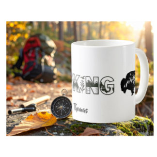 Personalized Name Hiker Nature Buffalo B&W Coffee Mug
