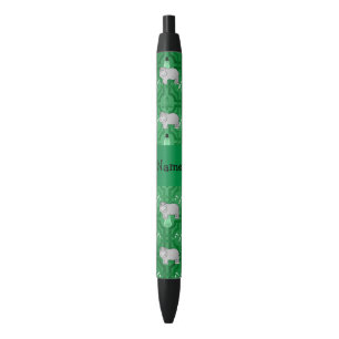 Personalized name hippo green snowmen black ink pen